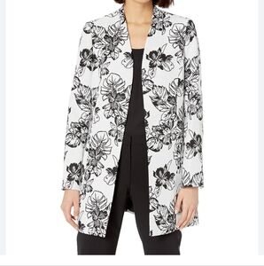 Kasper Black & White Floral Jacket Blazer Top, SIZE 16